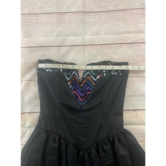 Vintage Jessica McClintock Gunne Sax Black Embellished Cocktail Dress - 7/8 - Picture 6 of 12